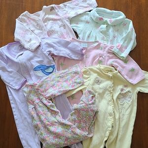 Lot of 6 month baby girl sleepers